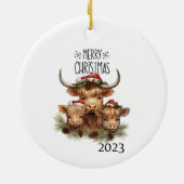 Highland Cow Christmas Keramisch Ornament (Achterkant)