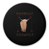 Highland Cow Christmas Keramische Knop (Voorkant)