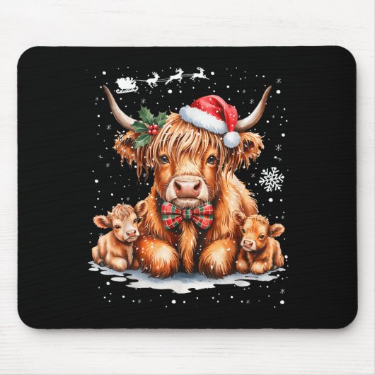 Highland Cow Christmas Outfit Idea Women Xmas High Muismat (Voorkant)