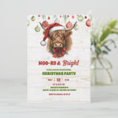 Highland cow christmas party kaart (Staand voorkant)