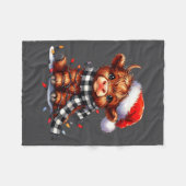 Highland Cow Christmas Santa Hat Mooey Xmas Heifer Fleece Deken (Voorkant (Horizontaal))