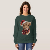 Highland Cow Christmas Santa Hat Trui (Voorkant volledig)