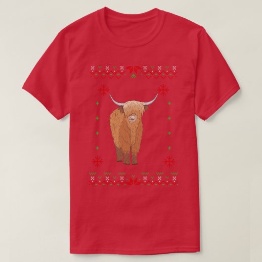 Highland Cow Christmas T-shirt (Design voorkant)
