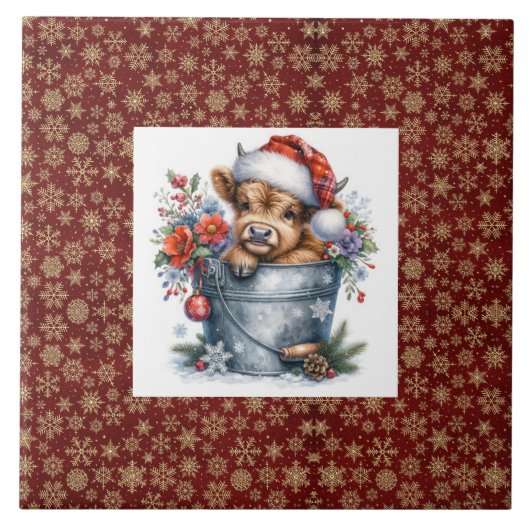 Highland Cow Christmas Tegeltje (Voorkant)