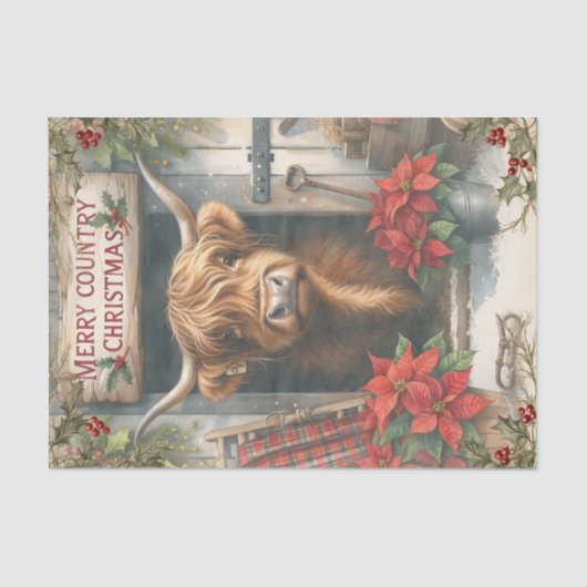 Highland Cow Christmas Tissuepapier (Voorkant)