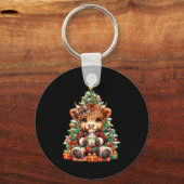 Highland Cow Christmas Tree Cute Heifer Cow Mooey Sleutelhanger (Voorkant)