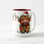 Highland Cow Christmas Tweekleurige Koffiemok (Voorkant rechts)