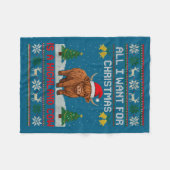 Highland Cow Christmas Ugly Sweater Style Festive Fleece Deken (Voorkant (Horizontaal))