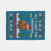 Highland Cow Christmas Ugly Sweater Style Festive  Fleece Deken (Voorkant (Horizontaal))