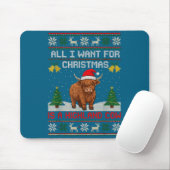 Highland Cow Christmas Ugly Sweater Style Festive  Muismat (Met muis)