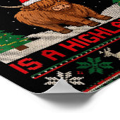 Highland Cow Christmas Ugly Sweater Style Festive Poster (Hoek)