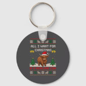 Highland Cow Christmas Ugly Sweater Style Festive  Sleutelhanger (Voorkant)