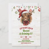 Highland cow christmas winter birthday invita kaart (Voorkant)