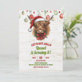 Highland cow christmas winter birthday invita kaart (Staand voorkant)