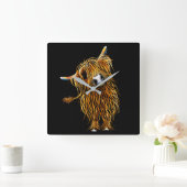 HiGHLaND CoW CLoCK "HeNRY" DOOR SHiRLeY MacARTHuR Vierkante Klok (Huis)