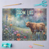 Highland Cow Colorful Meadow *personalize* Tissuepapier (Craft)