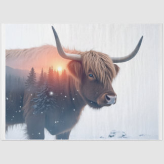 highland  cow double exposure tissuepapier