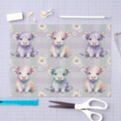 Highland Cow Easter Daisy Flowers Pastel Tissuepapier (Craft)