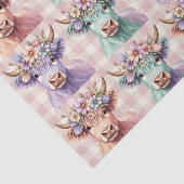 Highland Cow Easter Flowers in Pastel Tissuepapier (Detail)