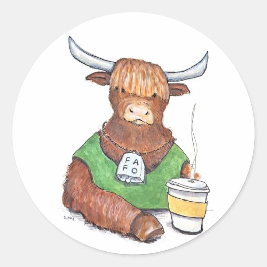 Highland Cow FAFO sticker (Voorkant)