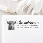 Highland Cow Farm Calligrafie Naam  Etiket (Insitu)