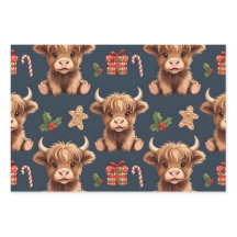 Highland Cow Festive Santa Christmas