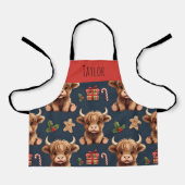 Highland Cow Festive Santa Christmas Kids Schort (Voorkant)