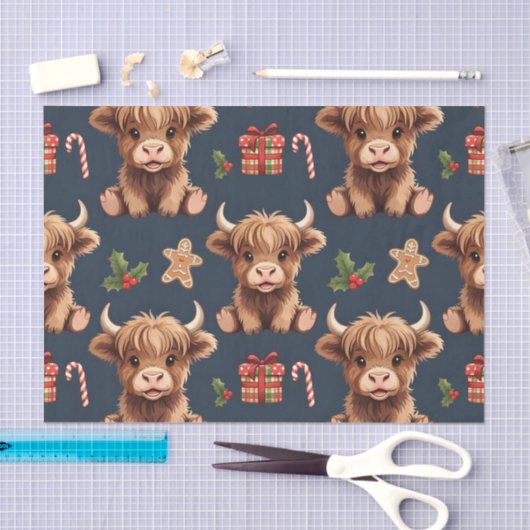 Highland Cow Festive Santa Christmas Tissuepapier (Craft)