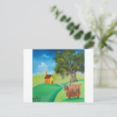 HIGHLAND COW FOLK ART BRIEFKAART (Staand voorkant)