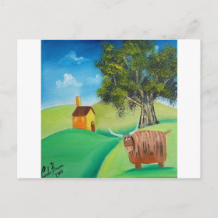 HIGHLAND COW FOLK ART BRIEFKAART