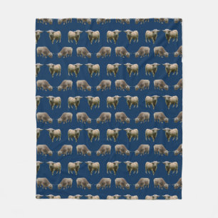 Highland Cow Frenzy Fleece Deken (Marineblauw)