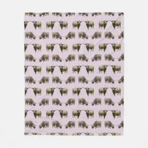 Highland Cow Frenzy Fleece Deken (Stoffig Roze)