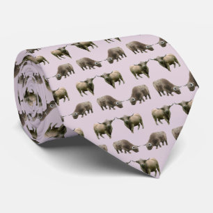 Highland Cow Frenzy Tie Double Sided (Dusty Pink) Stropdas