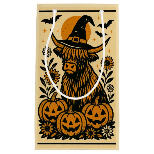 Highland Cow Halloween Gift Bag  Klein Cadeauzakje (Voorkant)