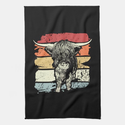 Highland Cow Highland Cows Retro Theedoek (Verticaal)