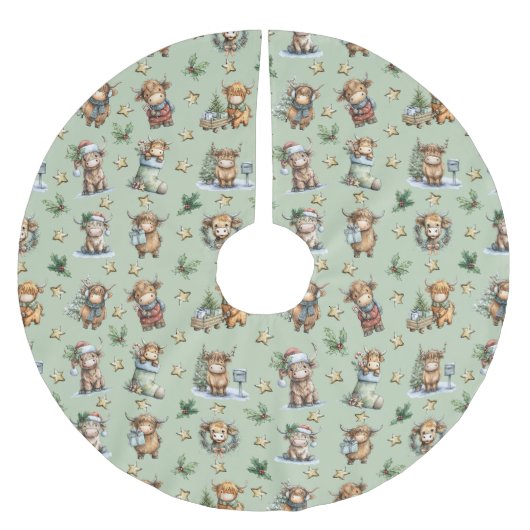 Highland Cow Holiday Parade Kerstboom Rok (Voorkant)