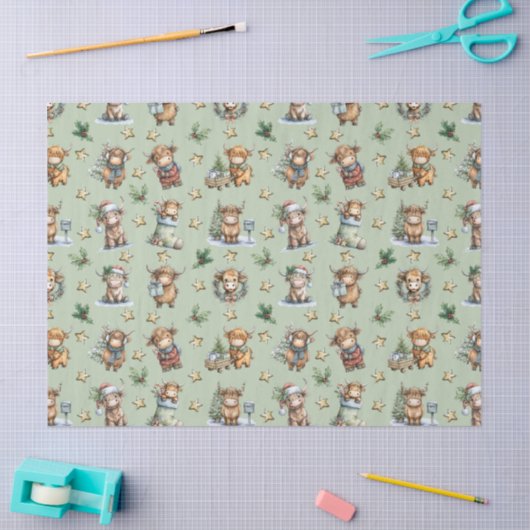 Highland Cow Holiday Parade Tissuepapier (Craft)