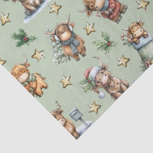 Highland Cow Holiday Parade Tissuepapier (Detail)