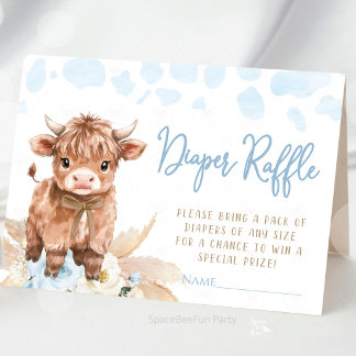 Highland Cow Holy Cow baby boy shower  Informatiekaartje