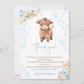 Highland Cow Holy Cow baby shower Boy Bedankkaart (Voorkant)