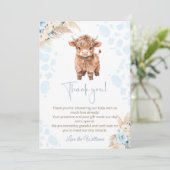 Highland Cow Holy Cow baby shower Boy Bedankkaart (Staand voorkant)