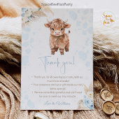 Highland Cow Holy Cow baby shower Boy Bedankkaart