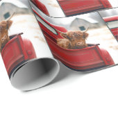 Highland Cow In a Red Retro Pickup Truck Cadeaupapier (Rol Hoek)