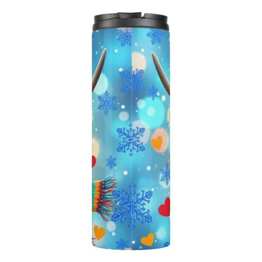 Highland Cow in Rainbow Knits" Thermosbeker (Achterkant)