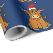 Highland Cow in Santa hat Christmas Cadeaupapier (Rol Hoek)