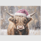 Highland Cow in Snow with Santa Hat Tissuepapier (Voorkant)