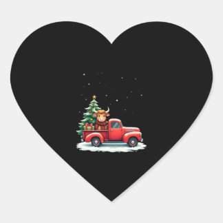 Highland Cow in Truck Farm Farmer Christmas Cow Ca Hart Sticker