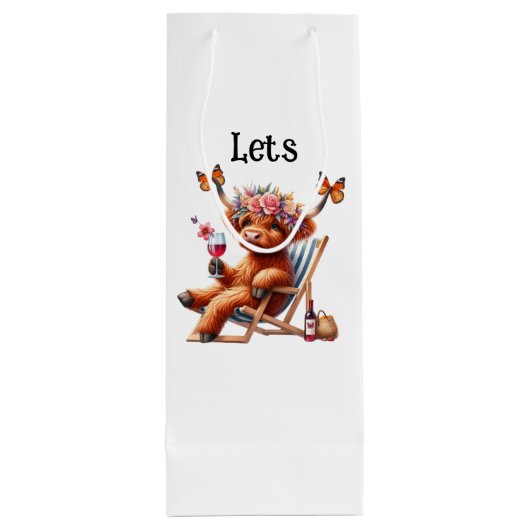 Highland Cow Lets Celebrate Wijn Cadeautas (Achterkant)