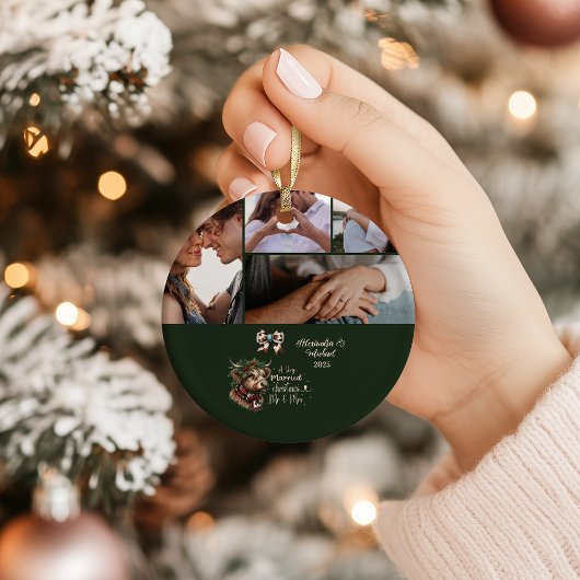 Highland Cow Merry Christmas Mrs and Mr 5 Photo Keramisch Ornament