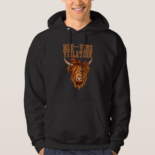 Highland Cow Moo Ving Violation Hoodie (Voorkant)